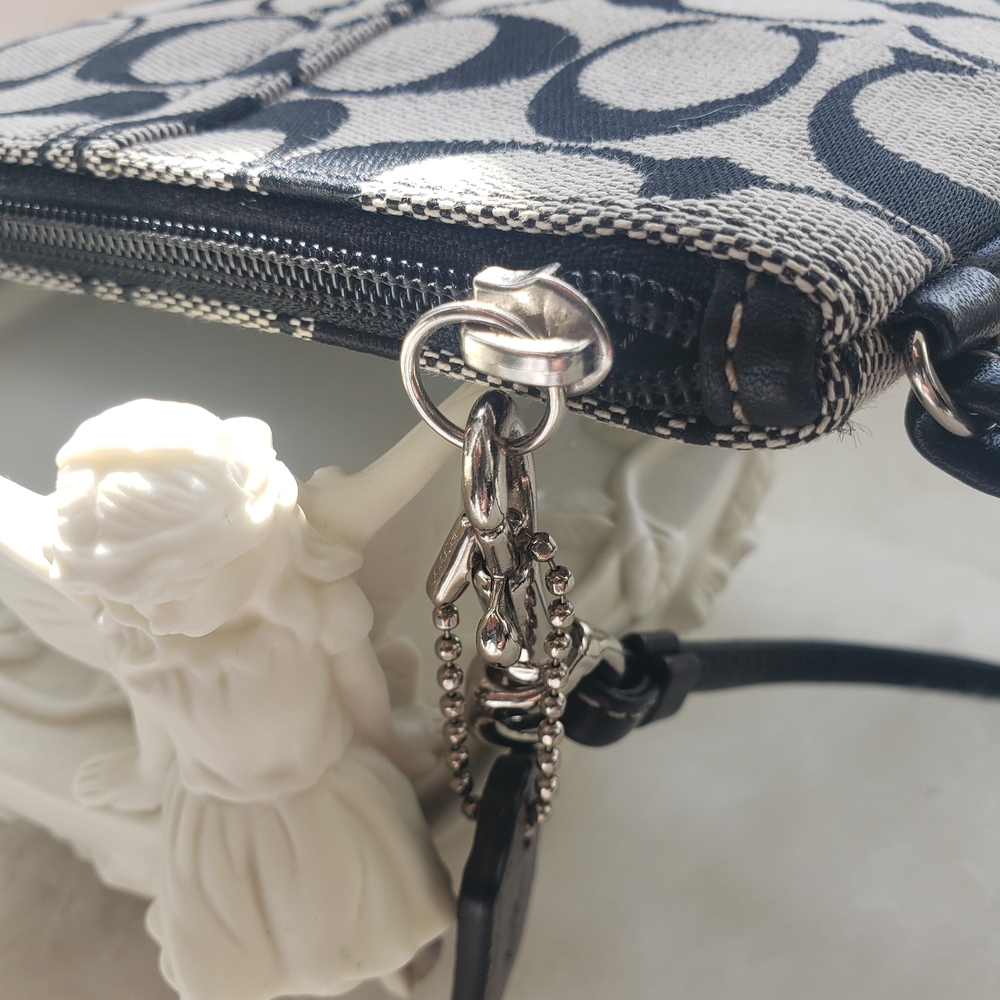 Coach Black and Silver Signature Canvas Wristlet - Picture 6 of 8